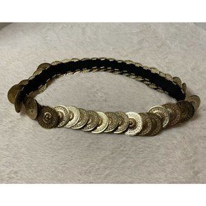 Vintage Belly Dancing Gold Medallion Coin Belt Elastic Clip Closure Small Medium